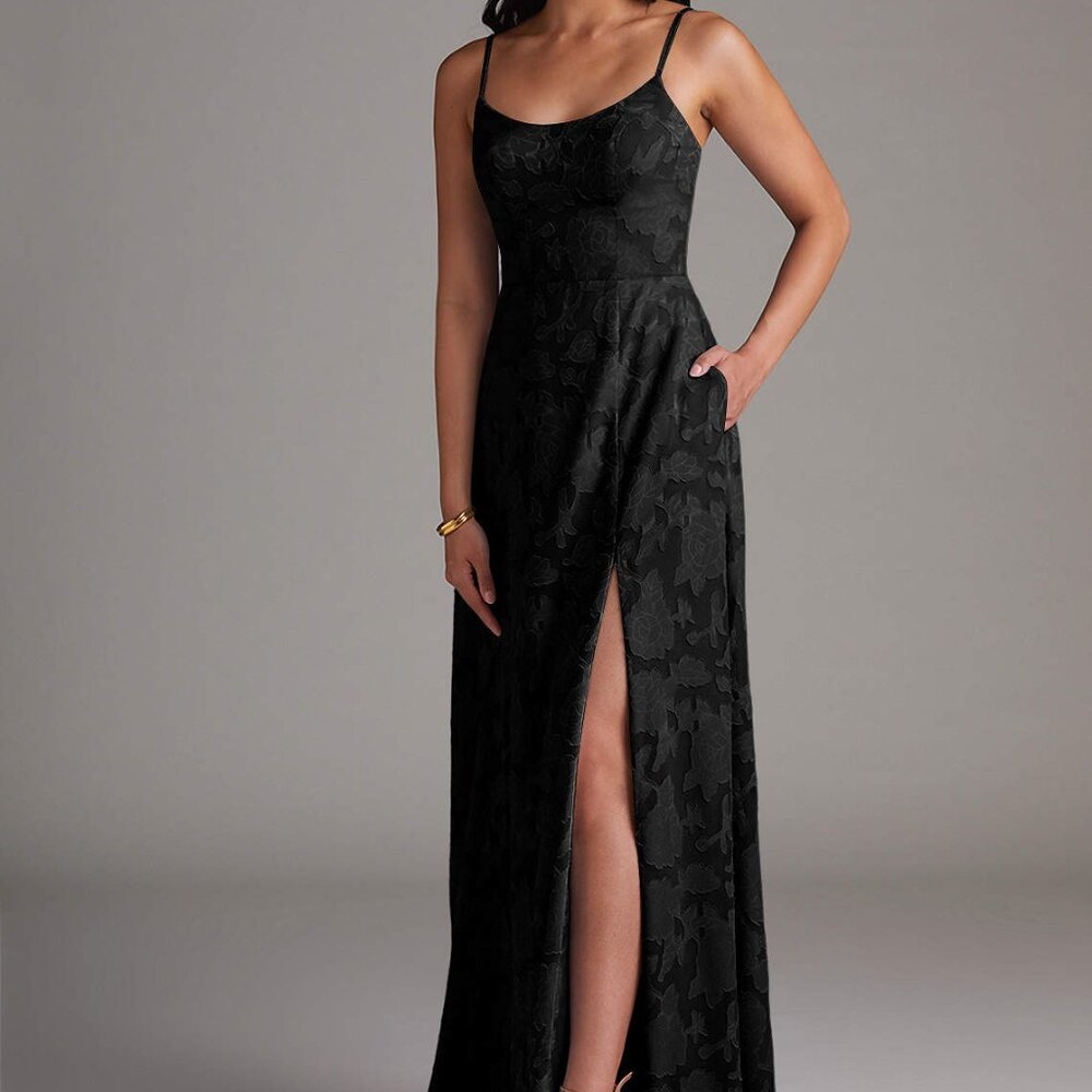 Azazie Black Full Length Dress Size 4